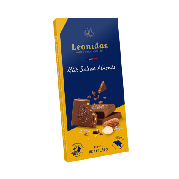 Leonidas Milk Chocolate Salted Almonds Tablet